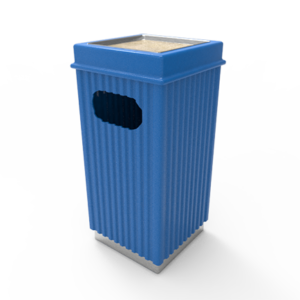 DESCRIPCIÓNCompuesta de 2 piezas; tapa y bote, fabricada en polietileno de media densidad, mediante el proceso de rotomoldeo, para darle mayor resistencia a impactos y evitar deformaciones.Resistencia a condiciones climáticas.2 opciones: como papelera con acceso superior ó lateral y cenicero superior con arena.La abertura para los residuos es por un costado de la misma.Ambas están diseñadas para evitar que depositen bolsas de gran tamaño.Tapa superior desmontable.Base de acero inoxidable.FUNCIONALIDADEl principal objetivo de ORNAMENTAL 100 es para ser colocada en interiores.Son decorativas.No necesitan de gran mantenimiento.Son ideal para el acopio temporal de residuos sólidos.El vaciado se realiza solo levantando la tapa e inclinar el bote.CARACTERÍSTICASCAPACIDAD: 100 Lts.PESO VACÍO: 8 kg.COLORES: Negro, Azul, Blanco Granito y Verde.MEDIDAS:Largo: 39.5 cm.Ancho: 39.5 cm.Alto: 81.0 cm.Abertura Lateral: 2Abertura Cenicero:6.0 X 11.0 cm.19.6 X 19.6 cm.