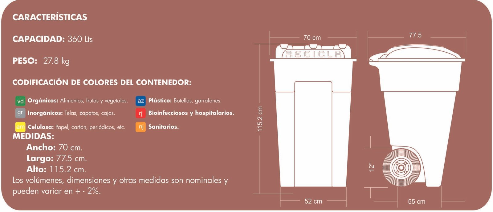 CONTENEDOR DE BASURA VIC-360 CONTENEDOR DE BASURA VIC-360