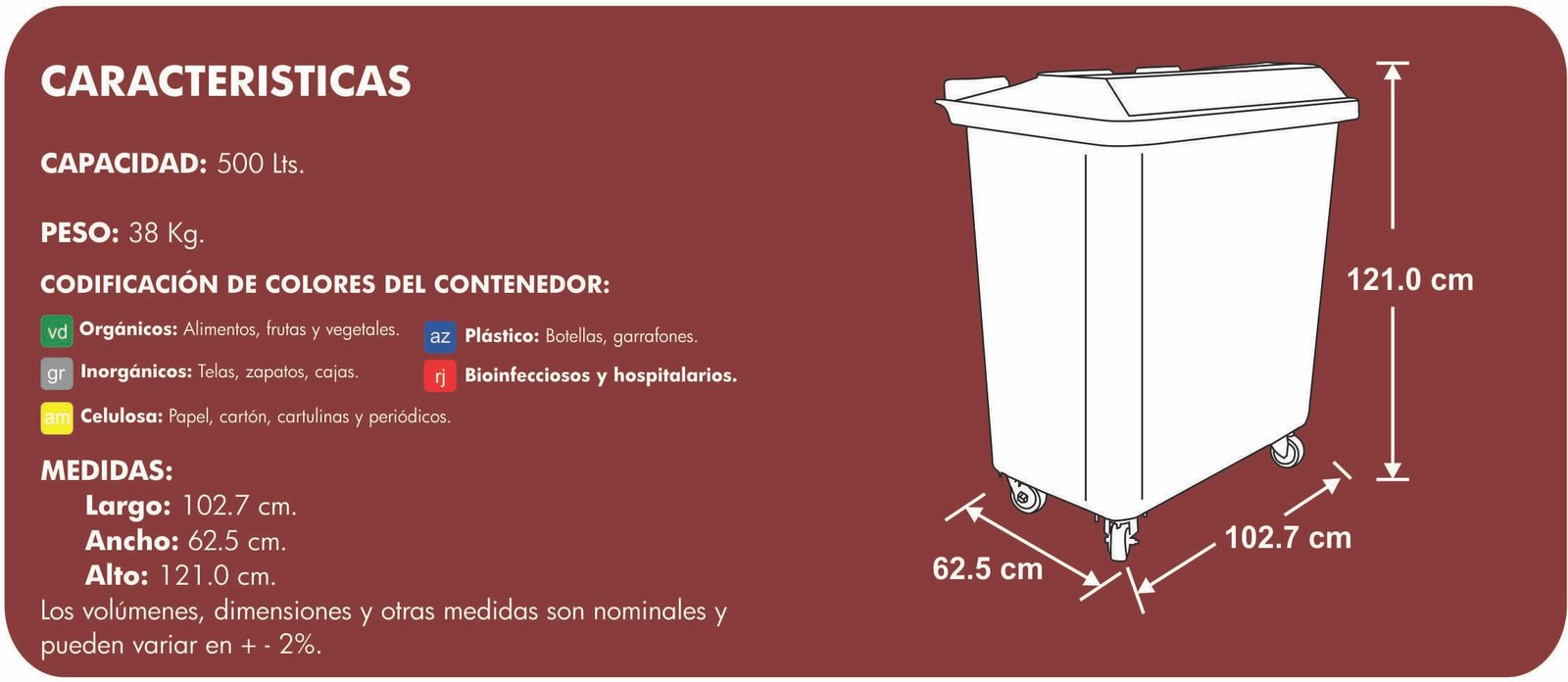 CONTENEDOR DE BASURA VIC-500
