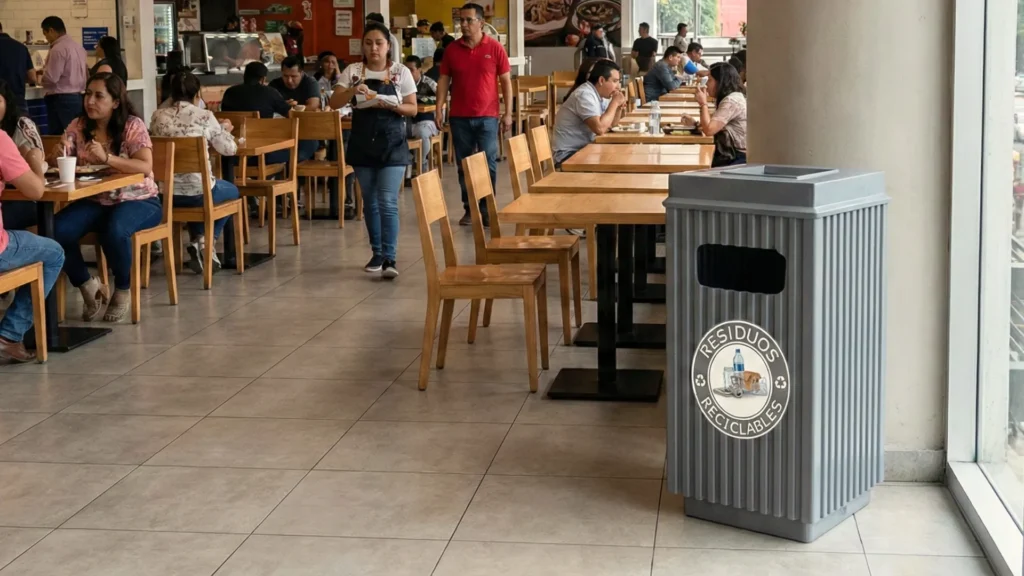Bote de basura con cenicero
