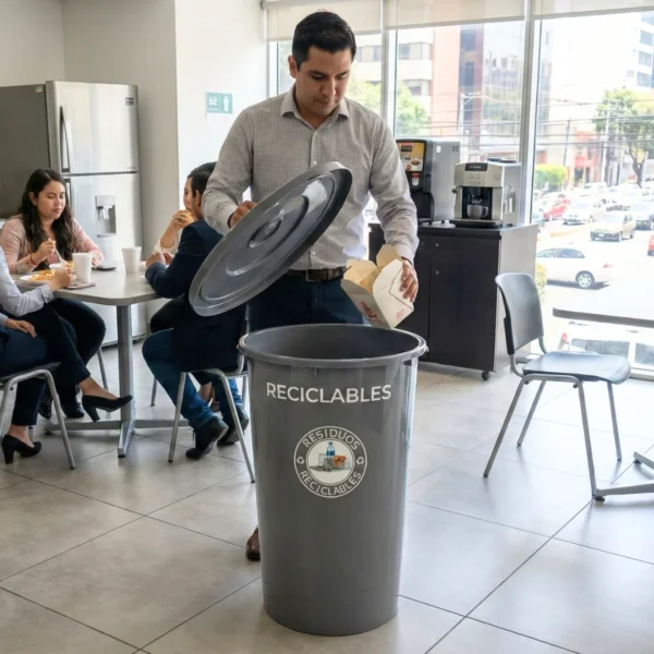 Bote de basura grande con tapa