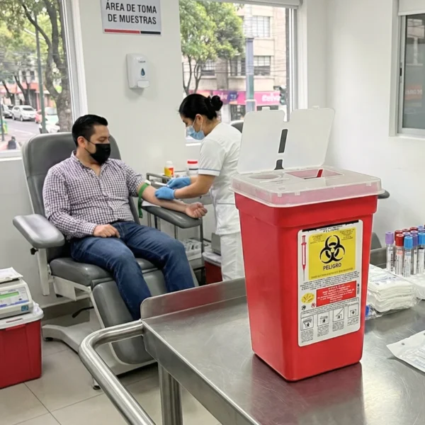 Bote rojo para agujas