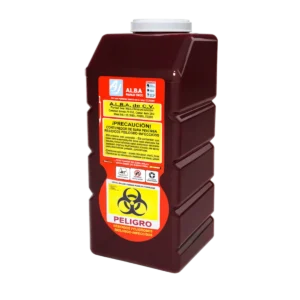 Bote rojo para punzocortantes