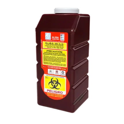 Bote rojo para punzocortantes