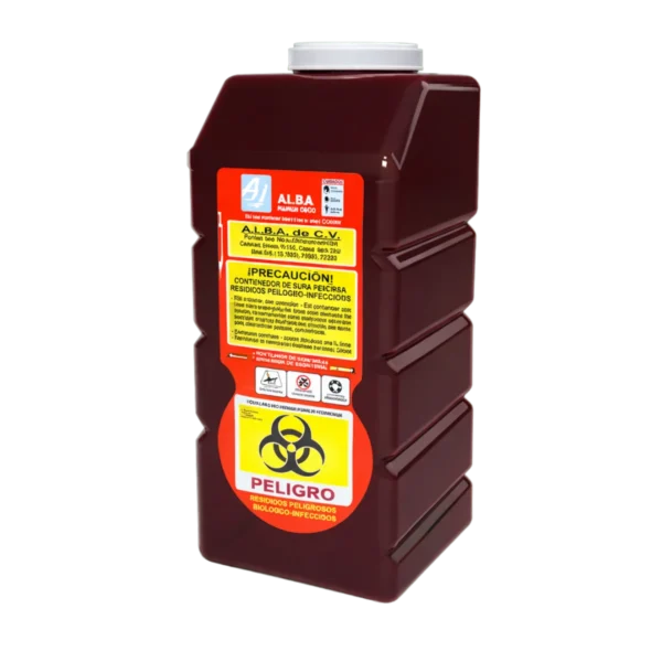 Bote rojo para punzocortantes