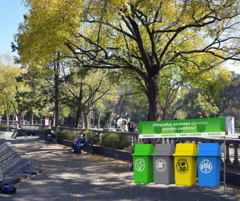 Estación de reciclaje para fomentar la conciencia de las personas en reciclar la basura y no generar contaminación.