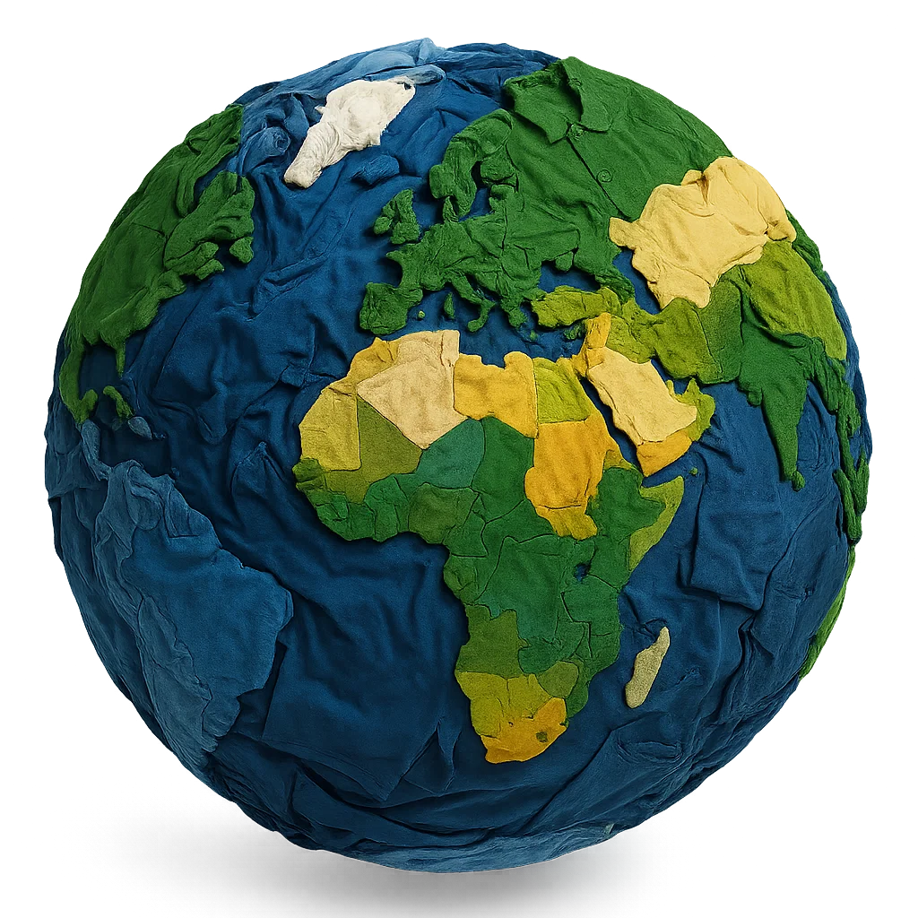 Planeta tierra hecho con ropa reciclada