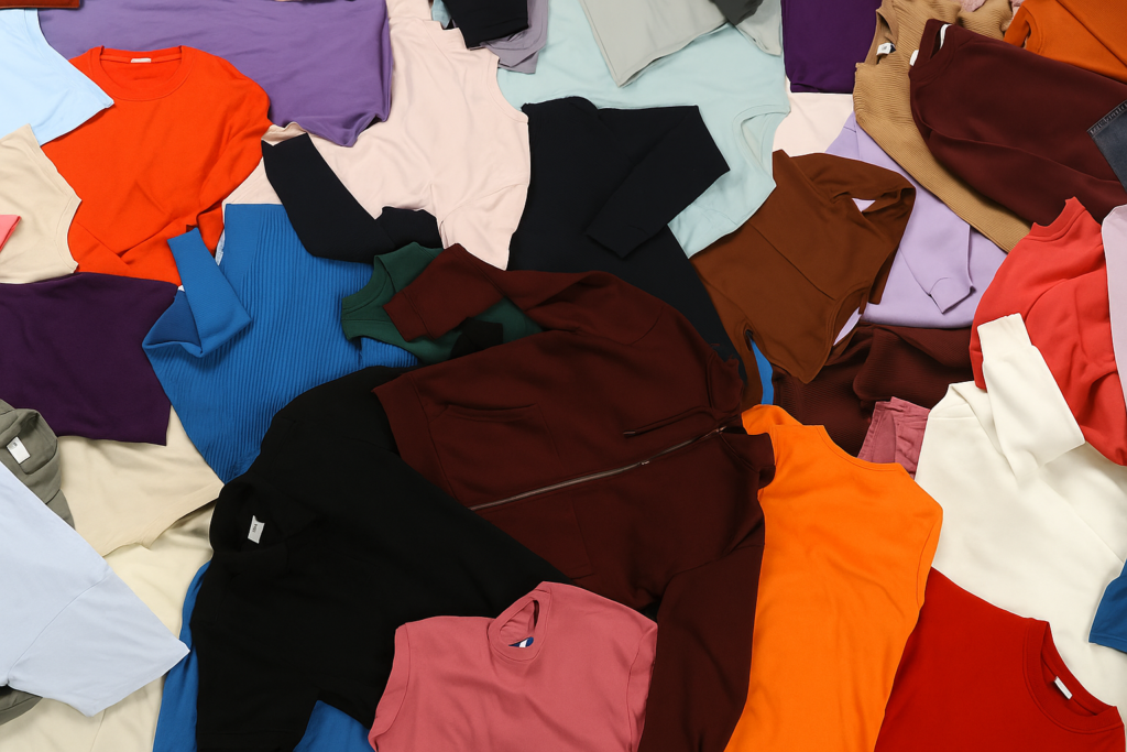 Montón de ropa reciclada