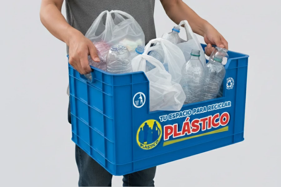 Caja para reciclar botellas y envases de manera organizada