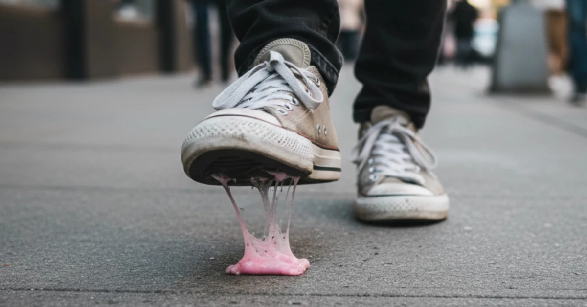 Pisar chicle en el suelo Chicle tirado en la calle daña el medio ambiente Por que tirar el chicle al suelo es malo Contenedor para chicles Contenedor para chicles usados Impacto del chicle en el medio ambiente