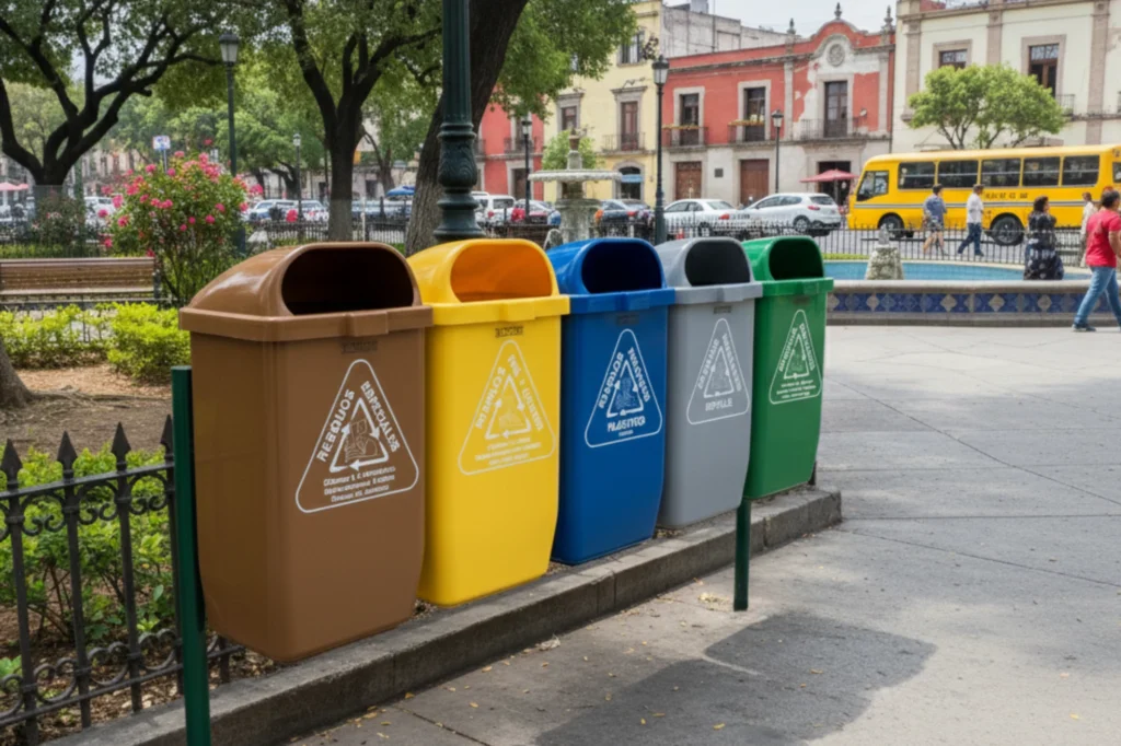 Botes de colores vibrantes alineados en un parque urbano, con personas y edificios al fondo.