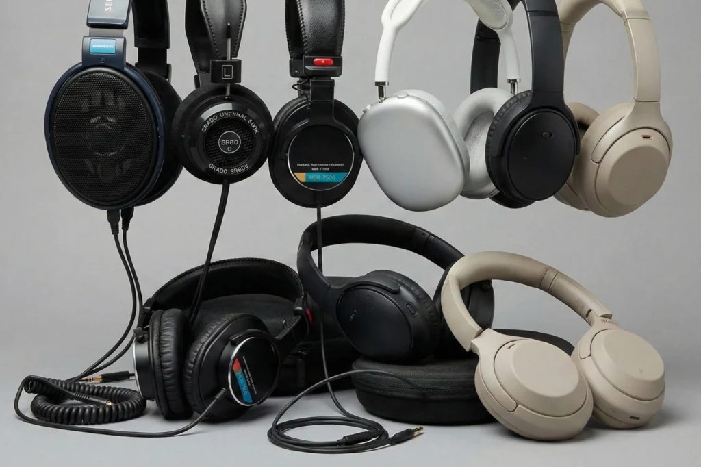 diferentes modelos de audífonos listos reciclar