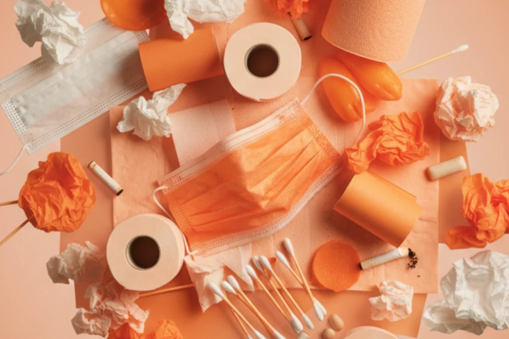 Residuos sanitarios que van en los botes o contenedores de color anaranjado