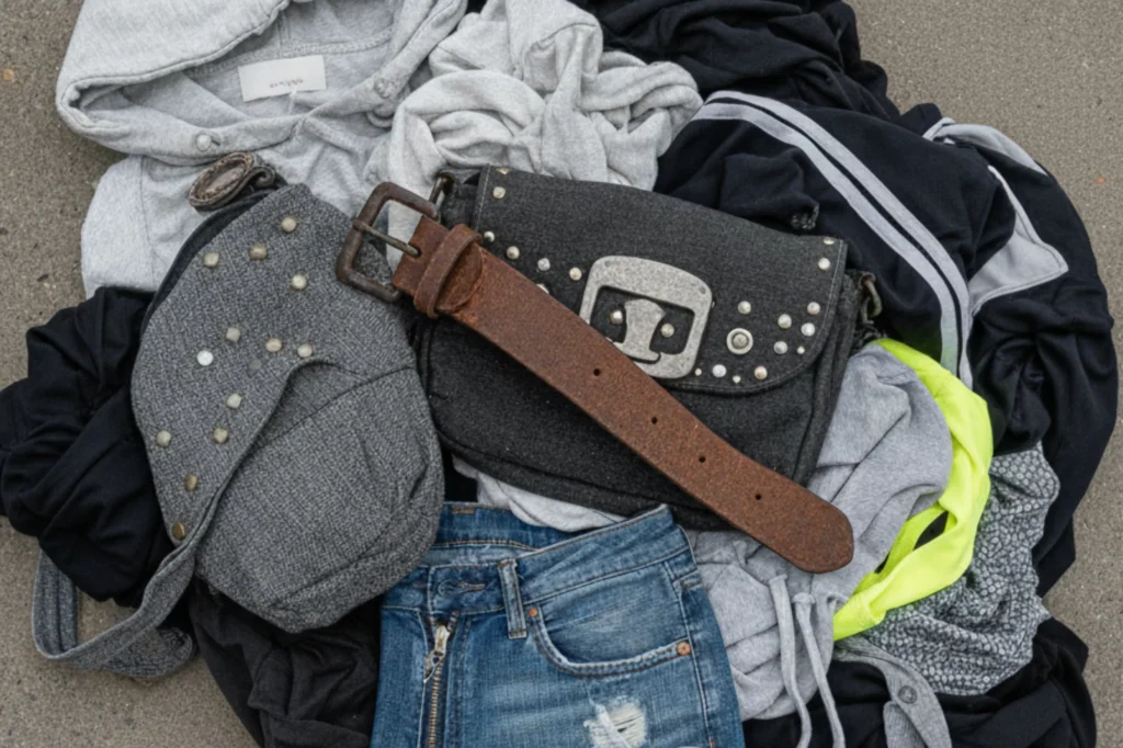 Ropa y textiles difíciles de reciclar que pueden aprovecharse a través de la reutilización y la moda sostenible.