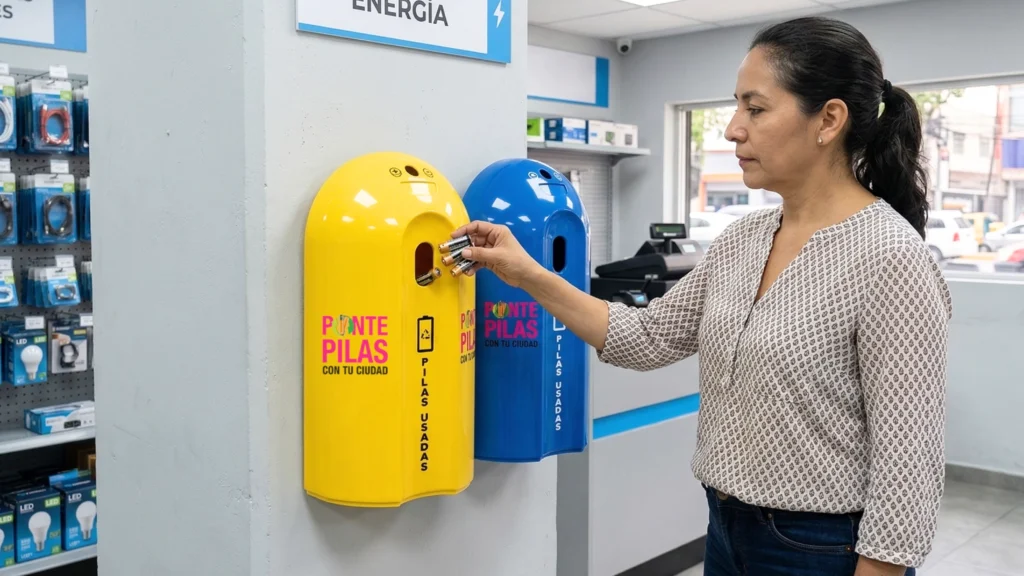 El ecobatery es un contenedor diseñado especialmente para recolectar pilas usadas, uno de los residuos más contaminantes para el medio ambiente y el programa Ponte Pilas CDMX.