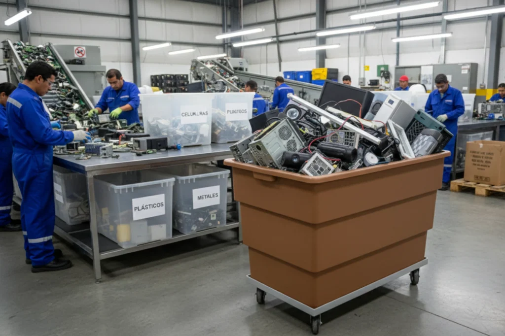 Planta donde se clasifican residuos eléctricos