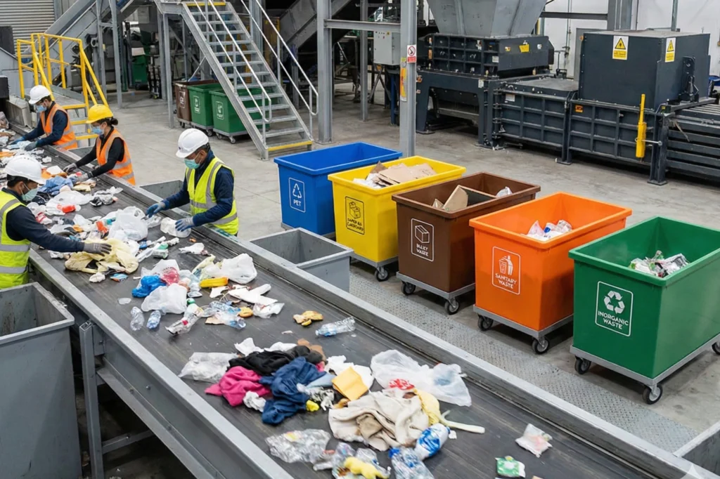 Economía circular en planta industrial mediante la separación de residuos sólidos en una línea de clasificación